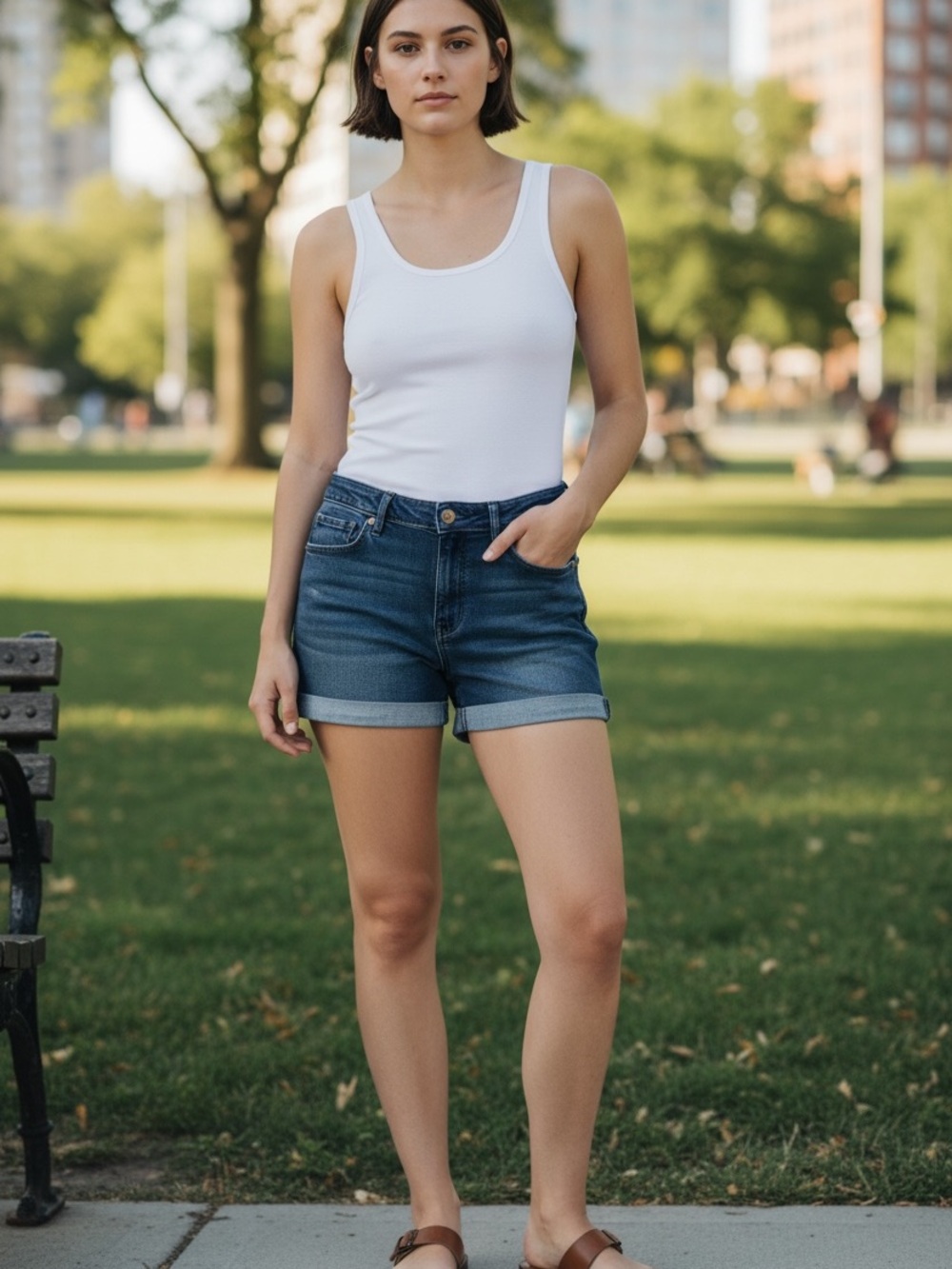 Mossimo Midi-Rise Denim Shorts - Picture 1 of 5